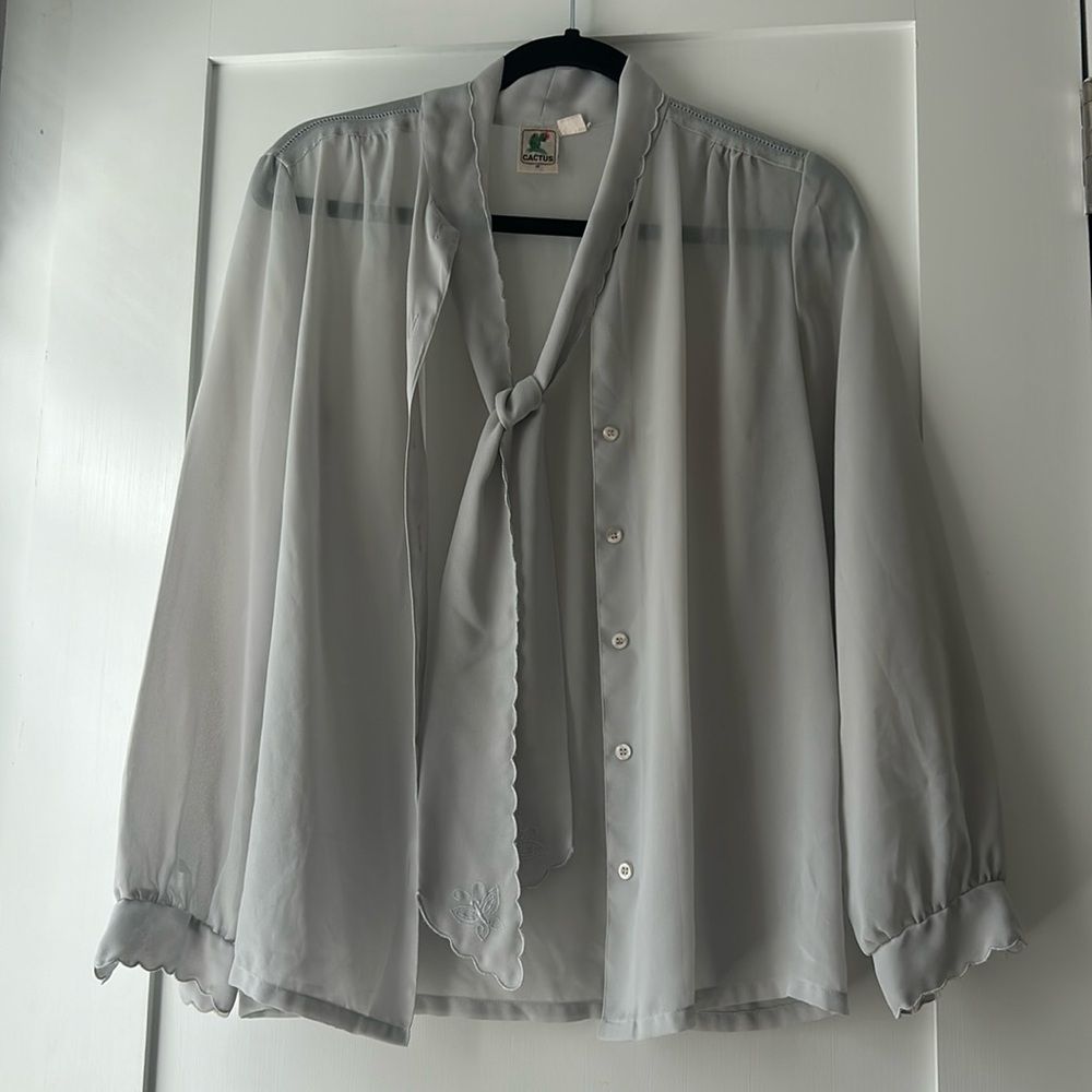 Sheer tie neck blouse